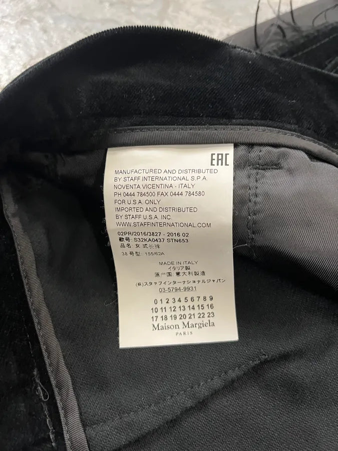 Maison Margiela MM6 Velvet Distressed Lines Pants (S) 10