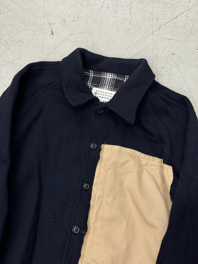 AW2021 Maison Margiela Navy & Beige Pocket Patch Bomber Jacket gOPUuCY 4