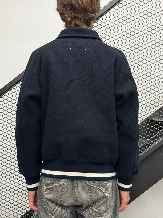 AW2021 Maison Margiela Navy & Beige Pocket Patch Bomber Jacket gOPUuCY 3