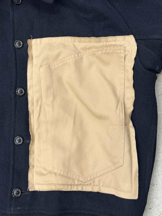 AW2021 Maison Margiela Navy & Beige Pocket Patch Bomber Jacket gOPUuCY 8