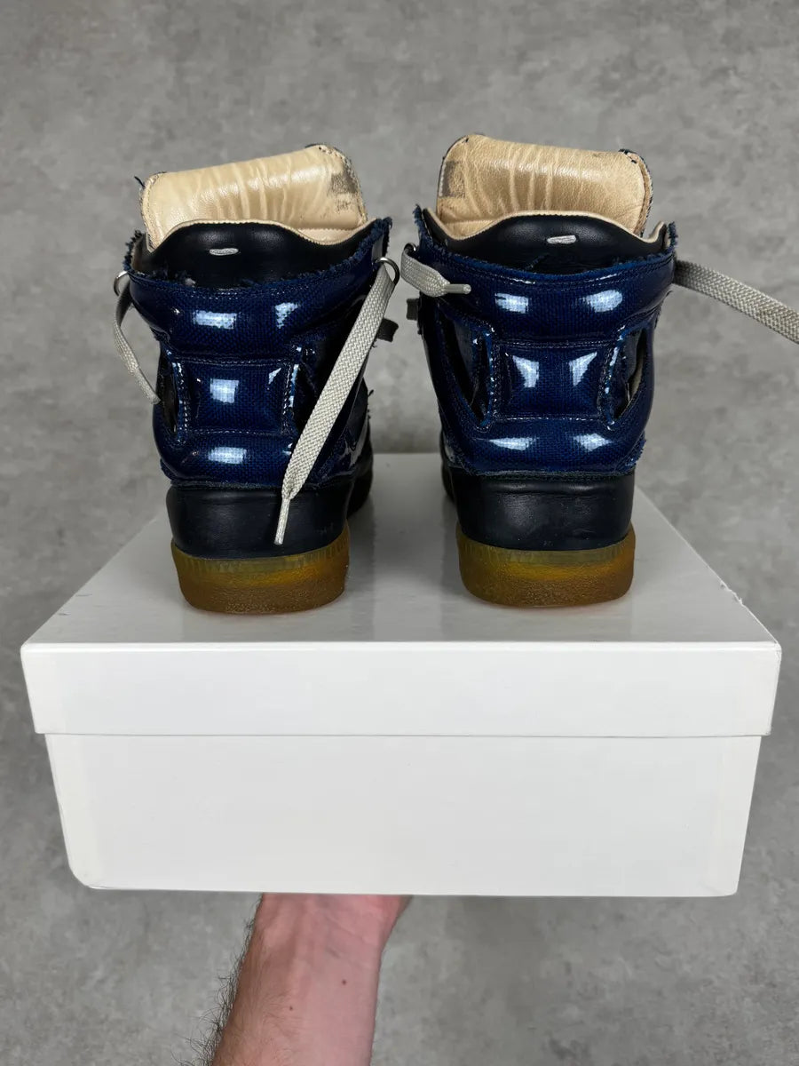 Maison Margiela Navy Blue Satin & Suede Leather Gum High Sneakers nHwMfyQ 2
