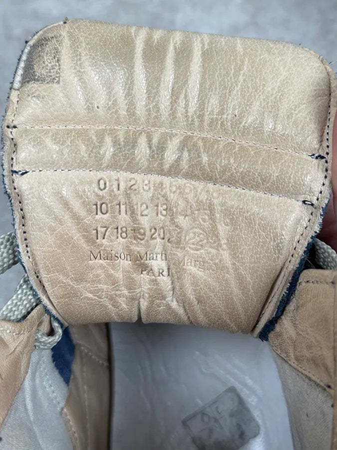 Maison Margiela Navy Blue Satin & Suede Leather Gum High Sneakers nHwMfyQ 5