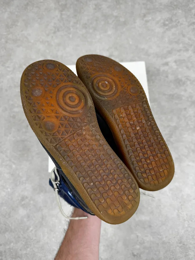 Maison Margiela Navy Blue Satin & Suede Leather Gum High Sneakers nHwMfyQ 3