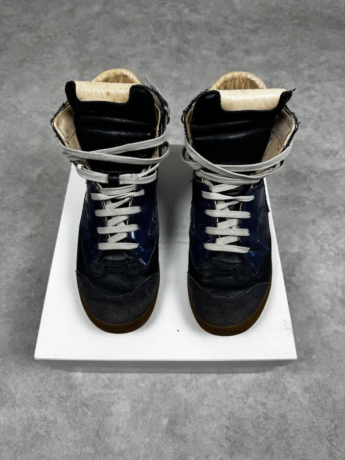 Maison Margiela Navy Blue Satin & Suede Leather Gum High Sneakers nHwMfyQ 1
