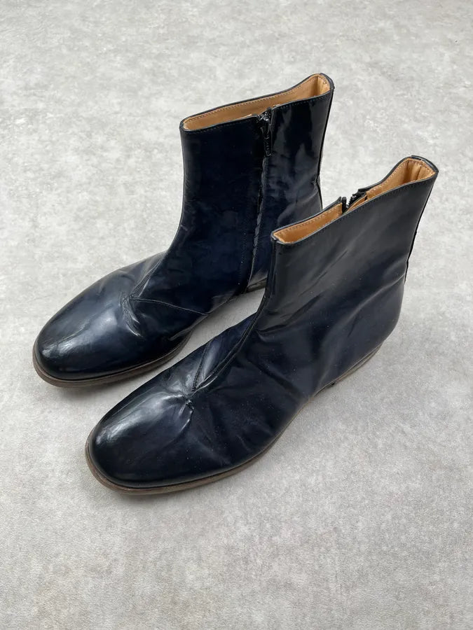 Maison Margiela Navy Patent Leather Ankle Boots iHUYEOm 2