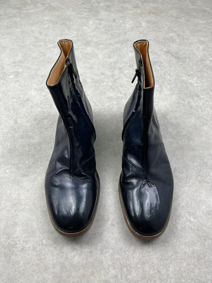 Maison Margiela Navy Patent Leather Ankle Boots iHUYEOm 1