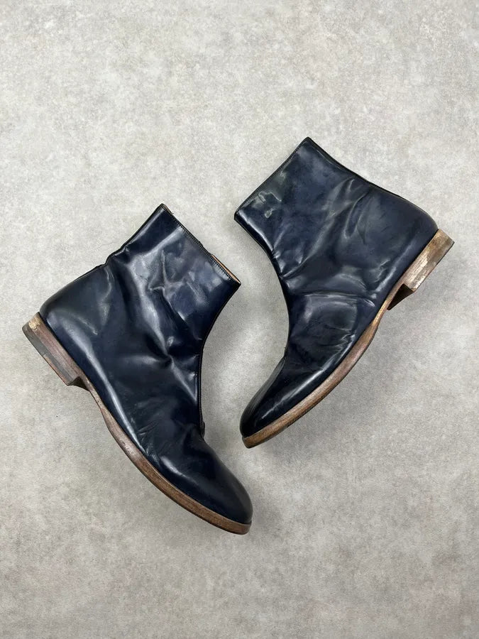 Maison Margiela Navy Patent Leather Ankle Boots iHUYEOm 3