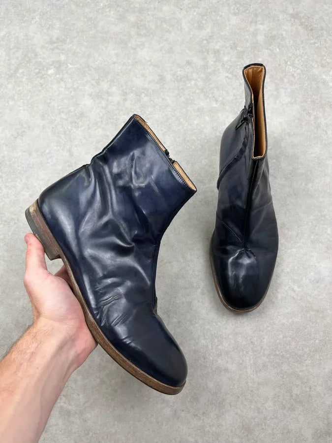 Maison Margiela Navy Patent Leather Ankle Boots iHUYEOm 0
