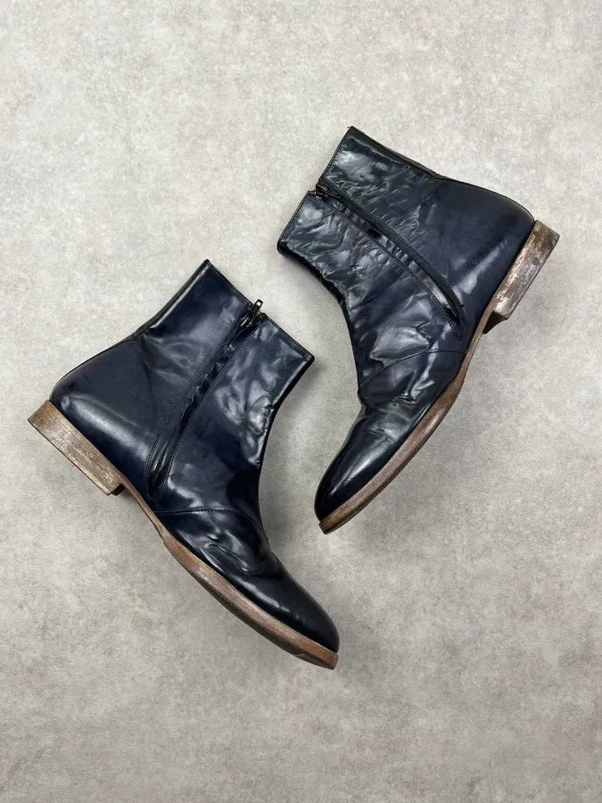 Maison Margiela Navy Patent Leather Ankle Boots iHUYEOm 4