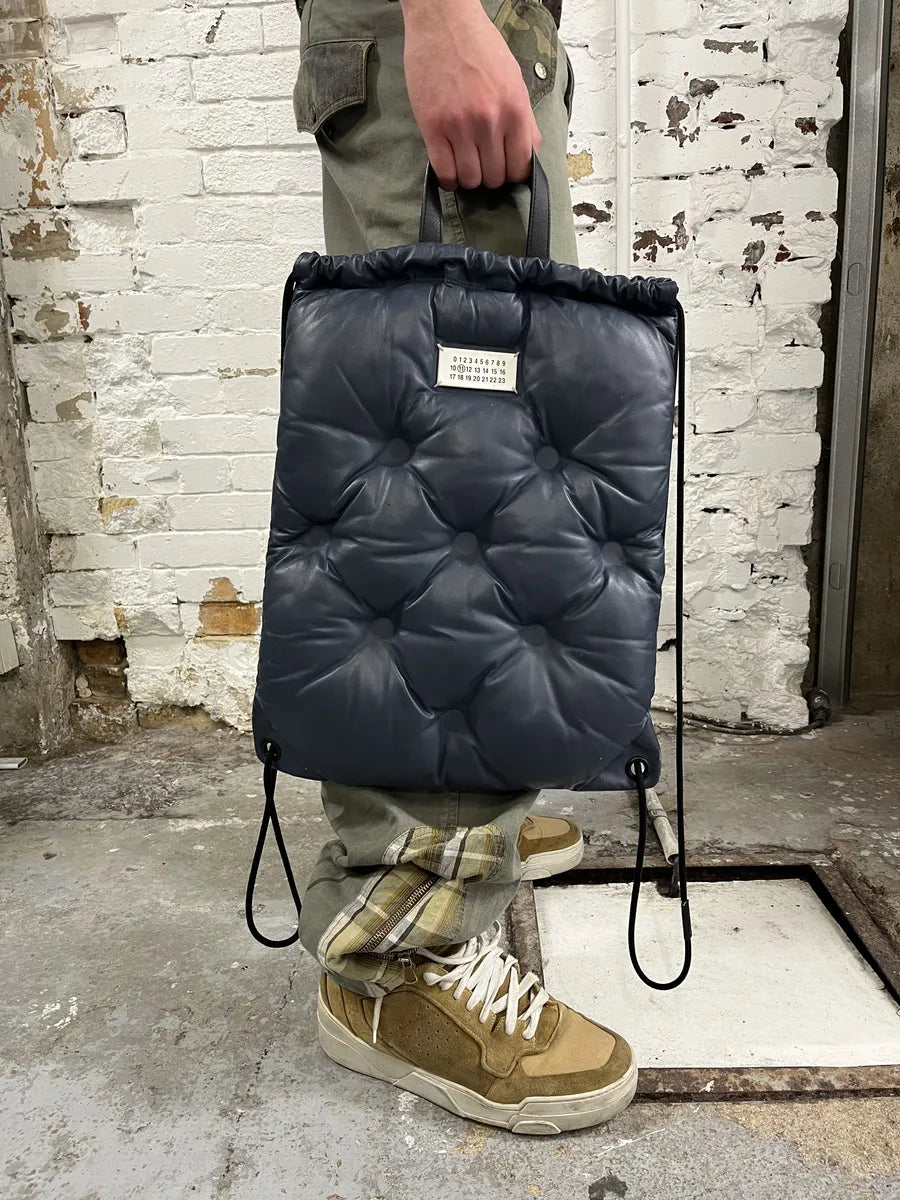 Maison Margiela Navy Puffer Leather Backpack