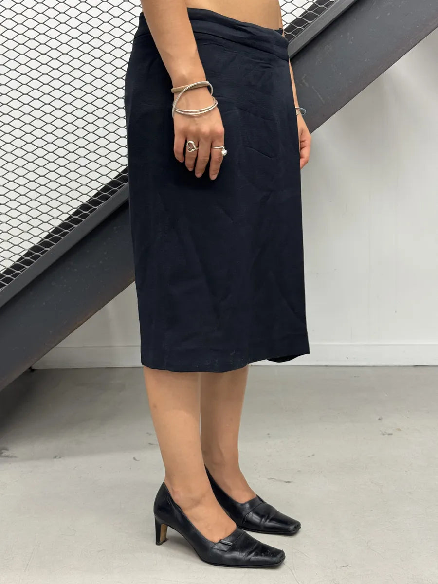 SS2012 Maison Margiela Navy Wool Knee-Length Skirt GpOKEyj 1