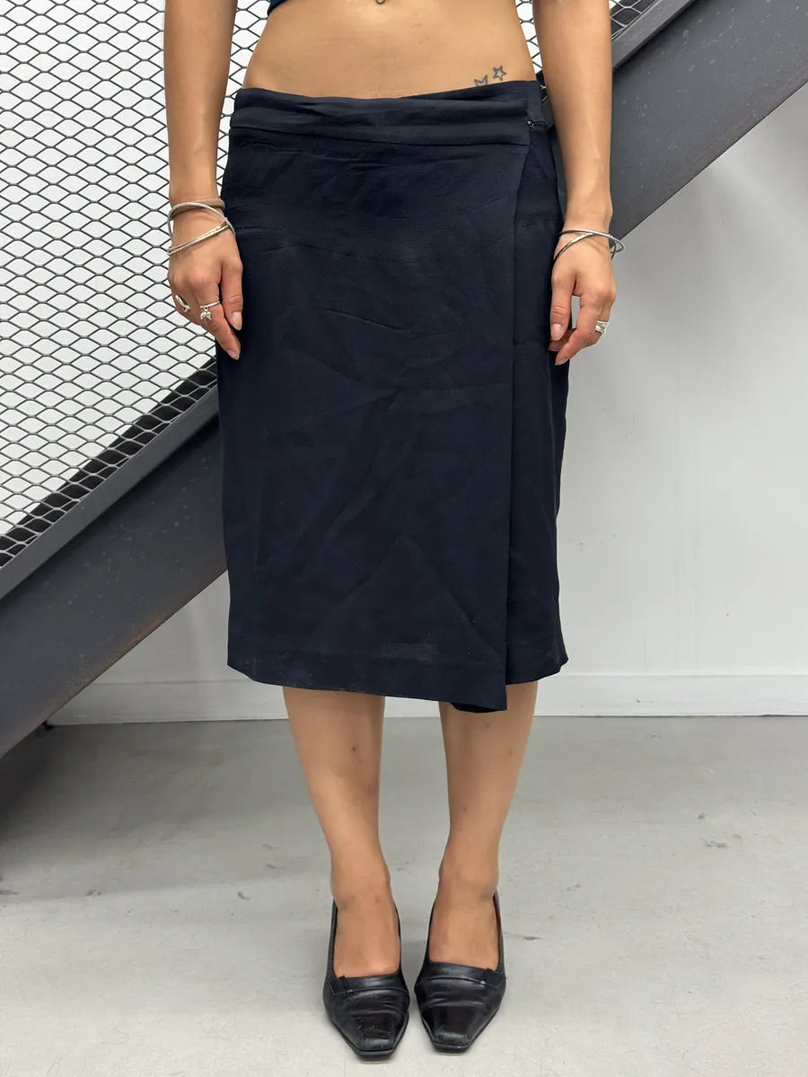 SS2012 Maison Margiela Navy Wool Knee-Length Skirt GpOKEyj 0