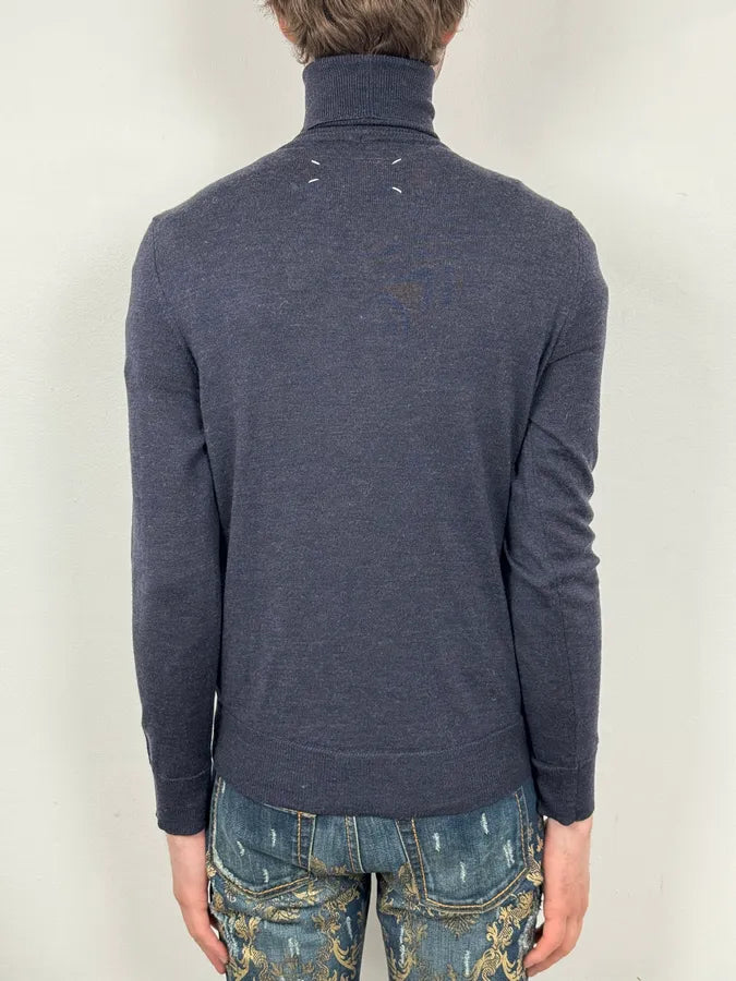 AW2005 Maison Martin Margiela Navy Wool Sweater Turtleneck bekuftB 2