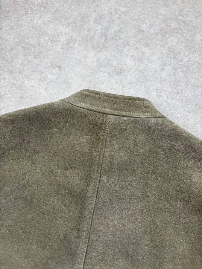 AW2019 Maison Margiela Olive Suede 5 Zip Biker Leather Jacket EhfIFfY 5