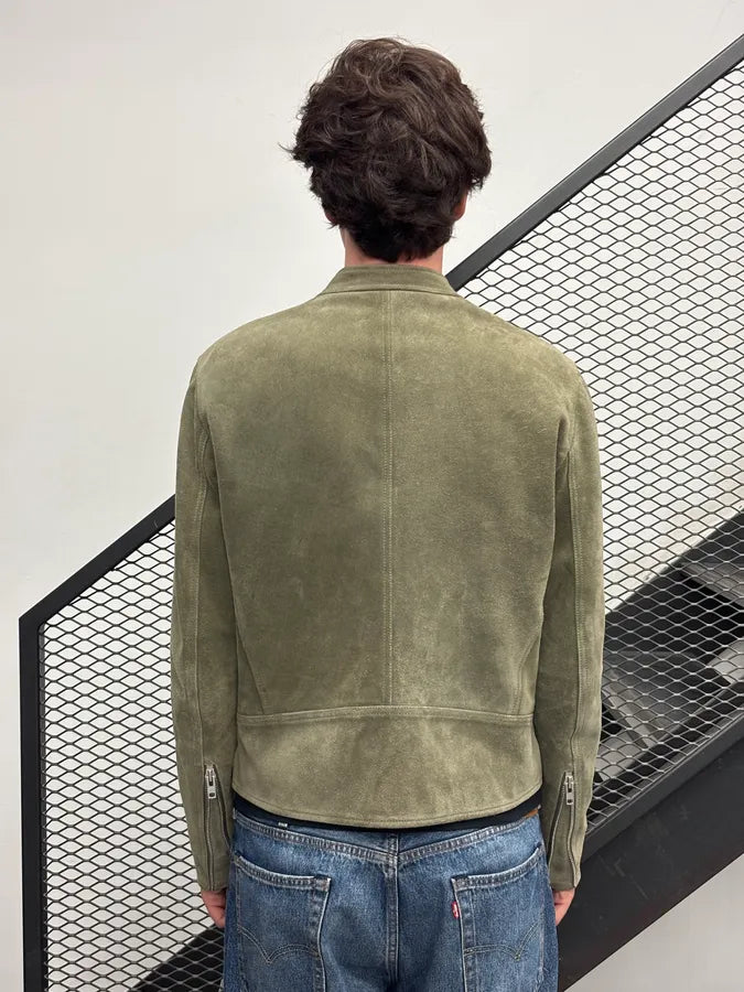 AW2019 Maison Margiela Olive Suede 5 Zip Biker Leather Jacket EhfIFfY 2