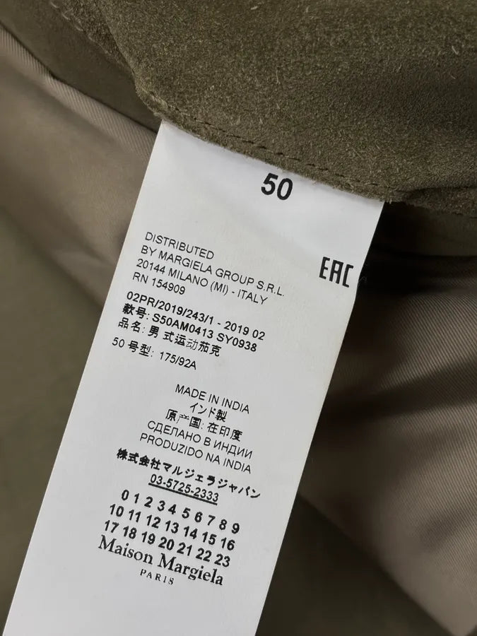 AW2019 Maison Margiela Olive Suede 5 Zip Biker Leather Jacket EhfIFfY 11