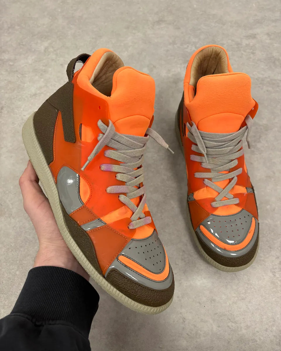 Maison Margiela Orange & Grey High Leather Sneakers toEAoAn 0