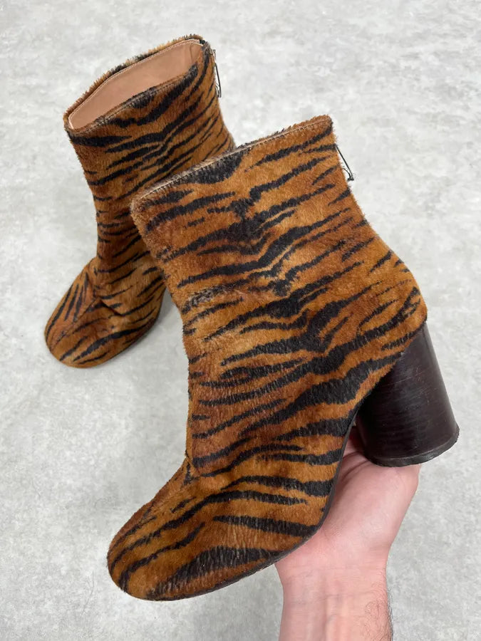 Maison Margiela Orange Fur Zebra Heels Boots SbzUELA 0