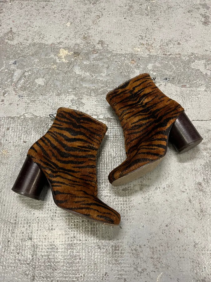 Maison Margiela Orange Fur Zebra Heels Boots SbzUELA 1