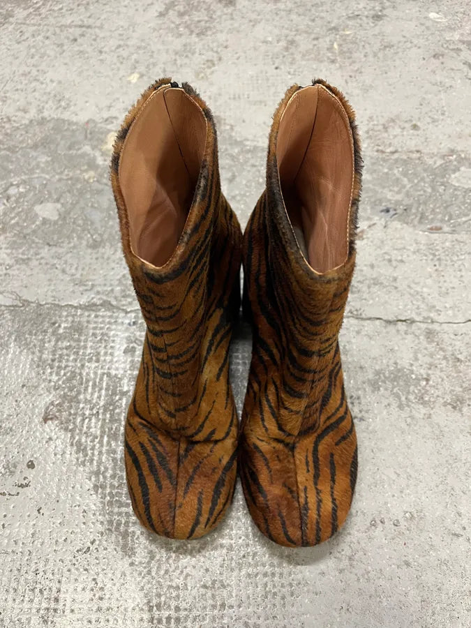 Maison Margiela Orange Fur Zebra Heels Boots SbzUELA 3