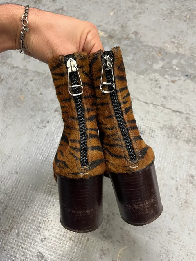 Maison Margiela Orange Fur Zebra Heels Boots SbzUELA 4