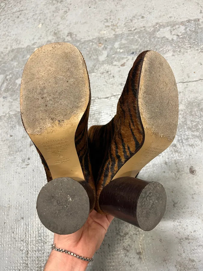 Maison Margiela Orange Fur Zebra Heels Boots SbzUELA 5