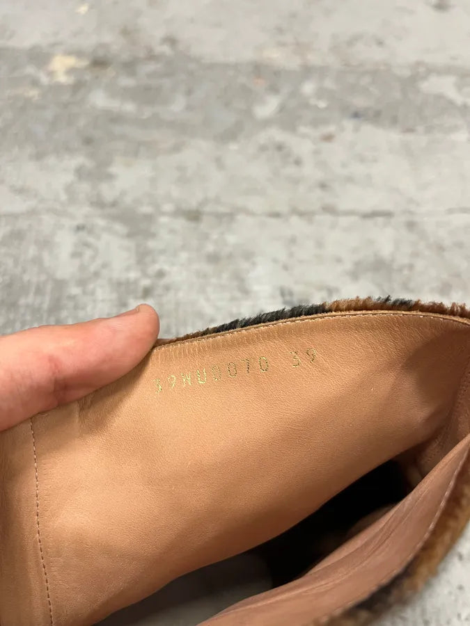 Maison Margiela Orange Fur Zebra Heels Boots SbzUELA 7