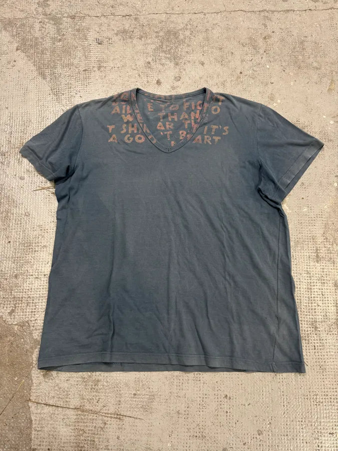 Maison Margiela Poem V Neck Blue Grey T-Shirt tyyySWL 0