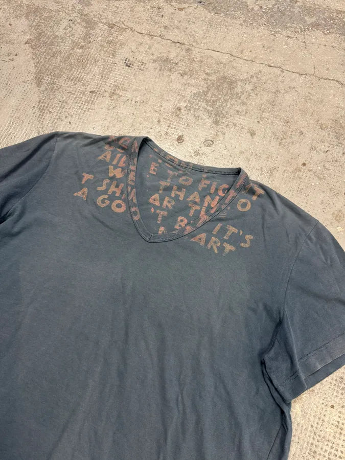Maison Margiela Poem V Neck Blue Grey T-Shirt tyyySWL 3