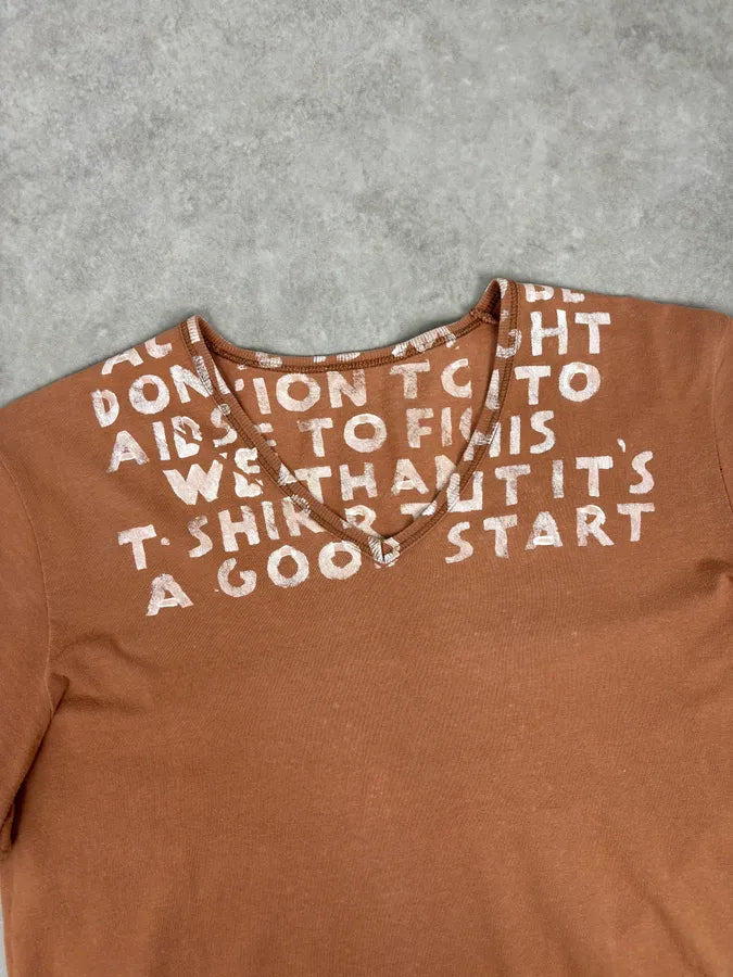 Maison Margiela Poem V Neck Brown T-Shirt XRhwQfH 3