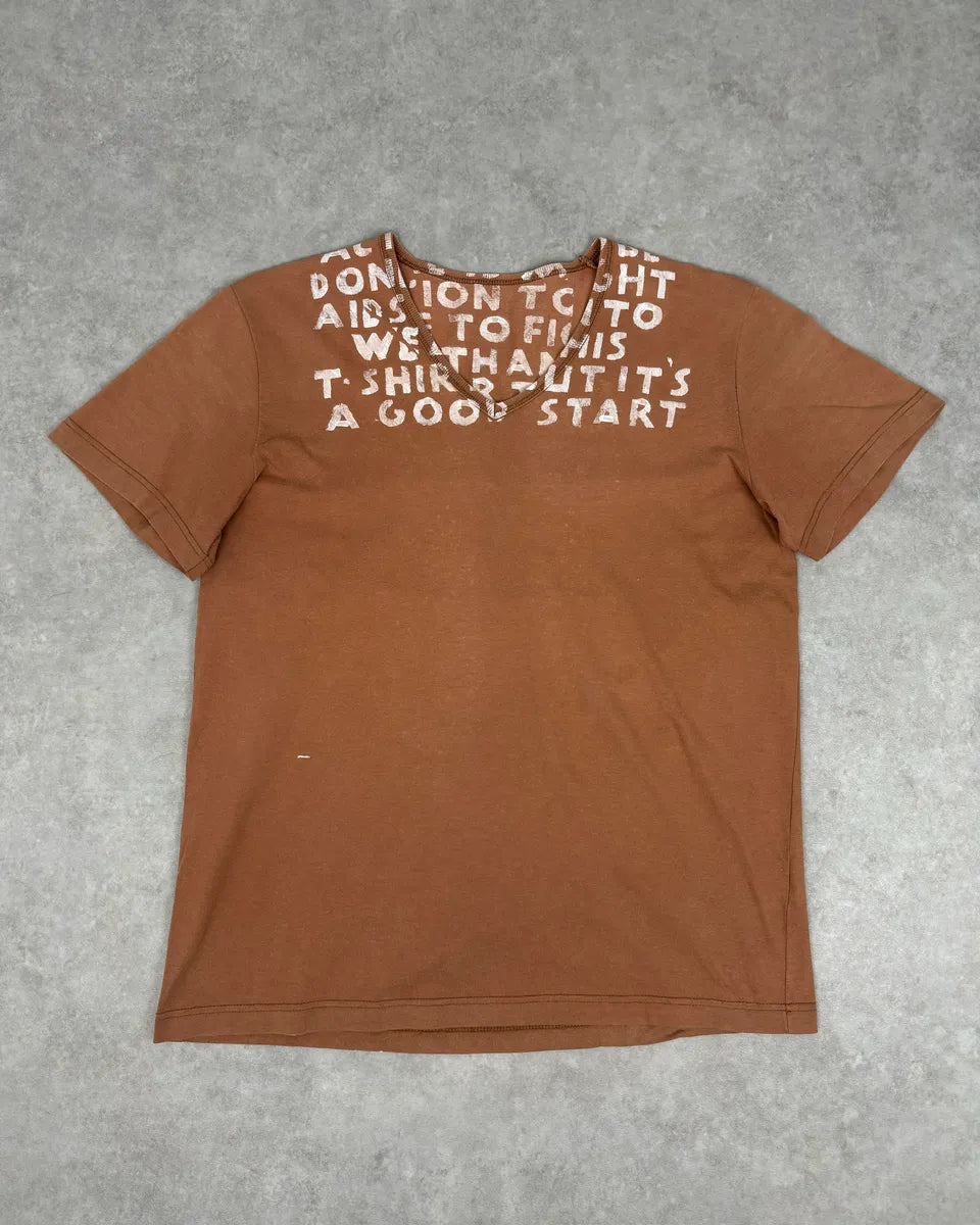 Maison Margiela Poem V Neck Brown T-Shirt XRhwQfH 0