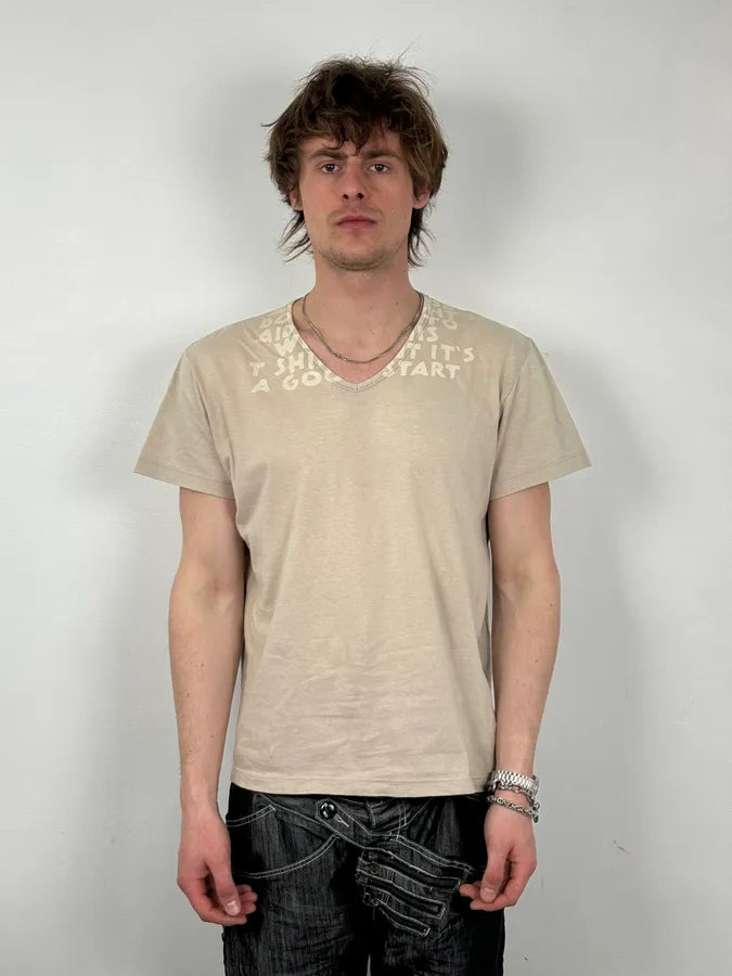SS2005 Maison Martin Margiela Poem V Neck Grey T-Shirt oARkrQg 1
