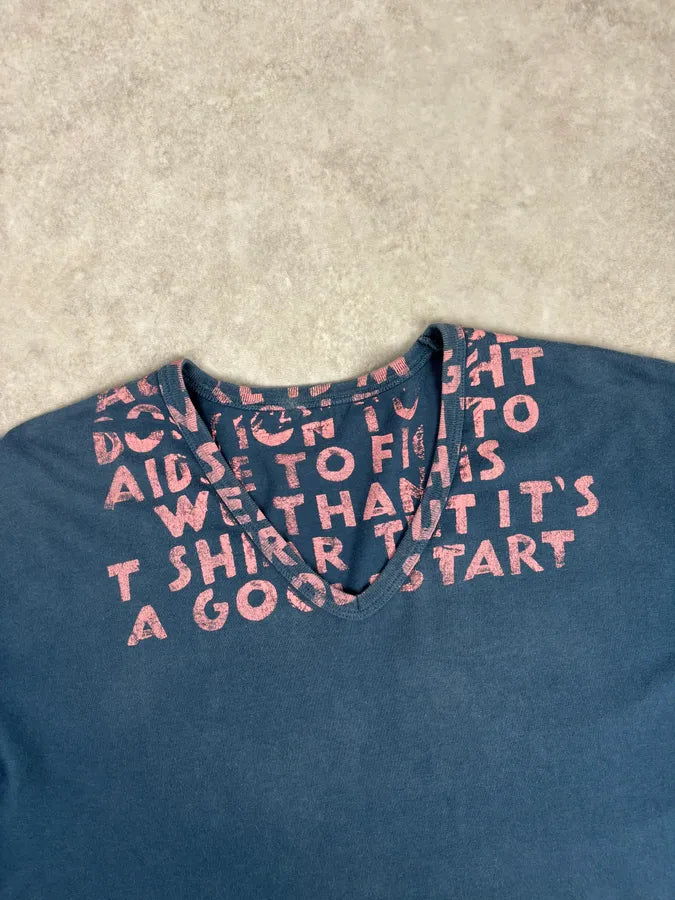 Maison Margiela Poem V Neck Navy T-Shirt PKRsAZK 3