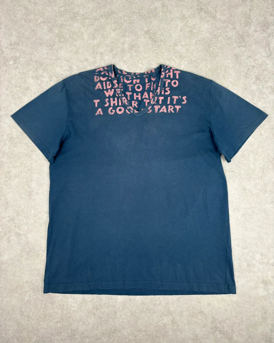 Maison Margiela Poem V Neck Navy T-Shirt PKRsAZK 0