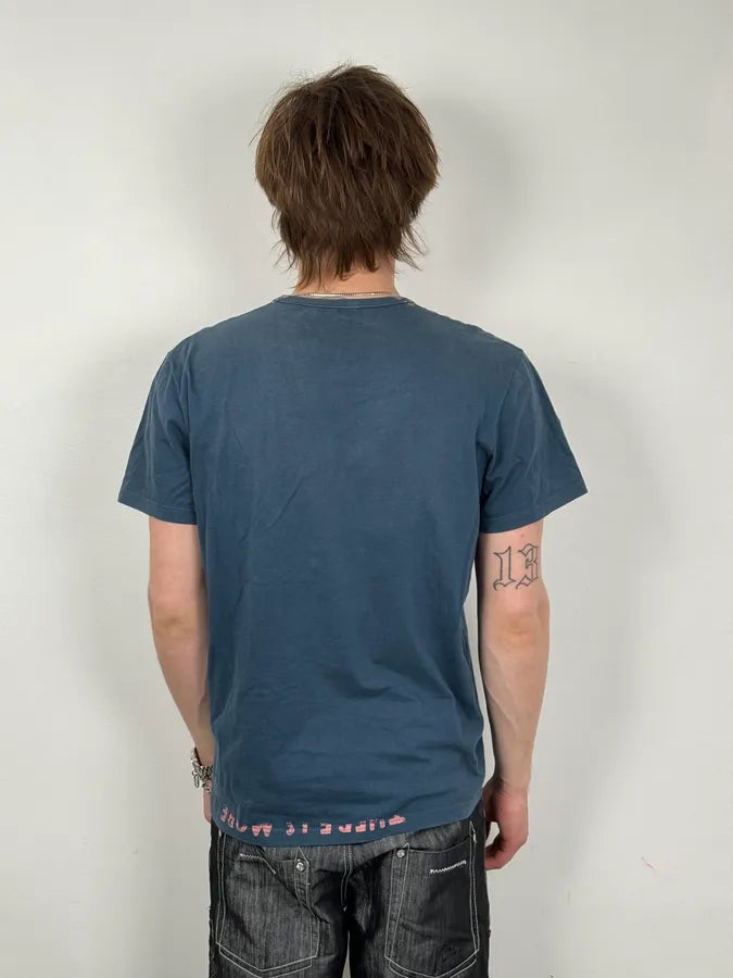 Maison Margiela Poem V Neck Navy T-Shirt PKRsAZK 2