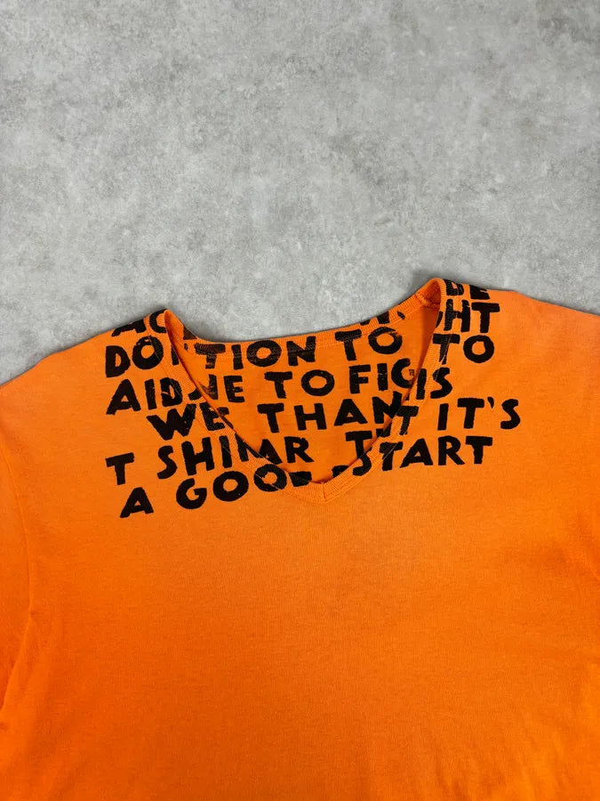 SS2007 Maison Martin Margiela Poem V Neck Orange T-Shirt ychMzJx 3