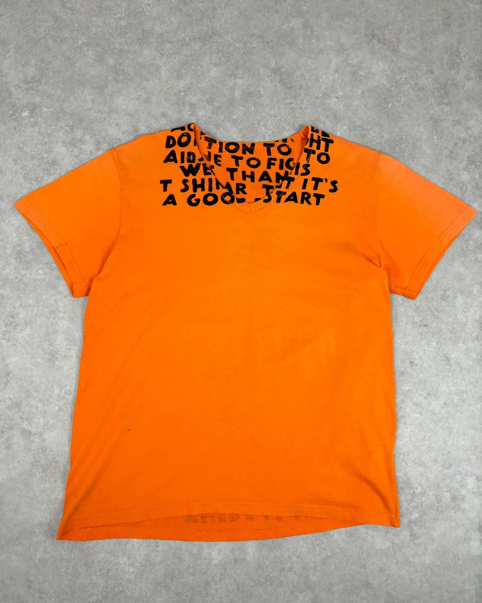 SS2007 Maison Martin Margiela Poem V Neck Orange T-Shirt ychMzJx 0