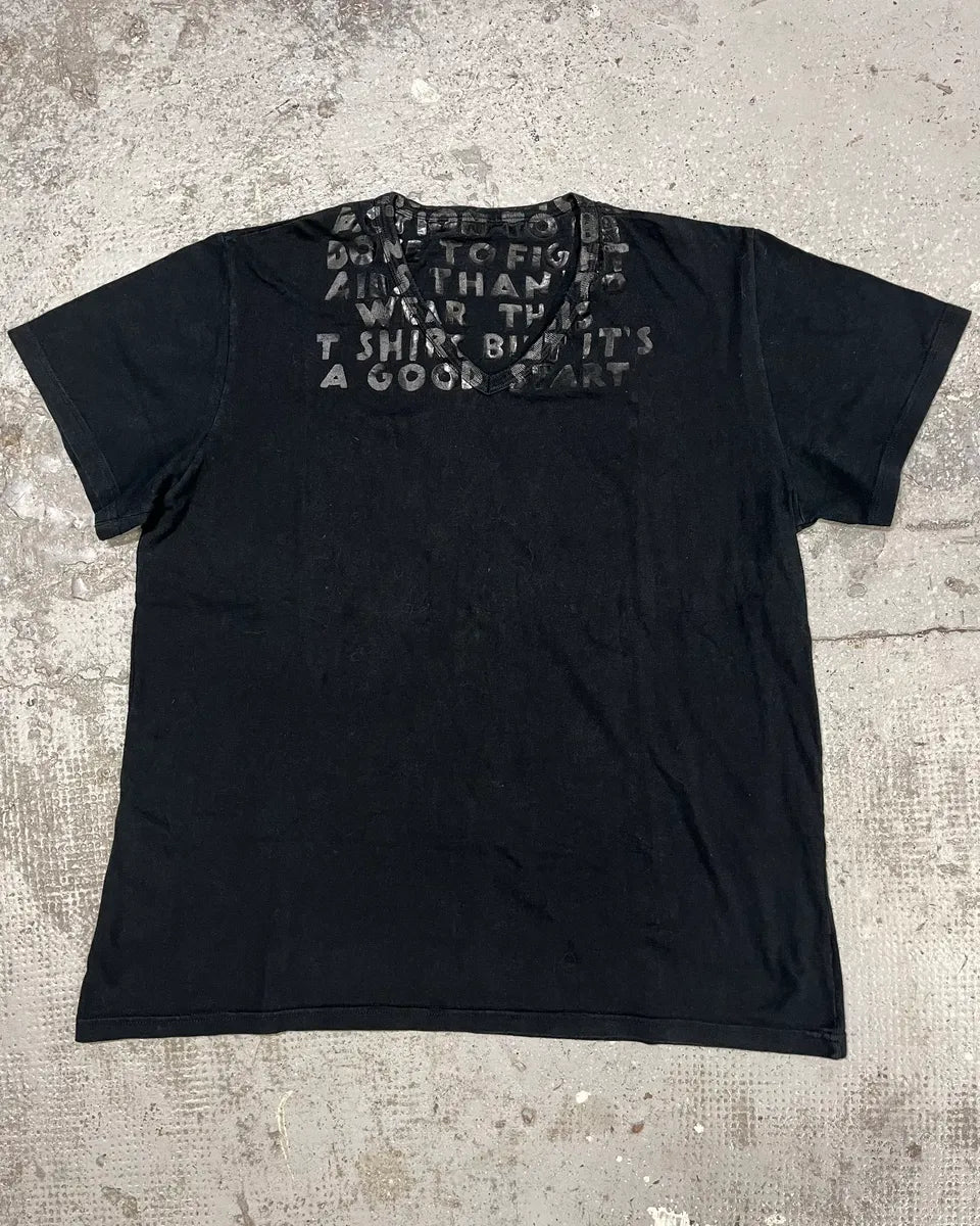 Maison Margiela Propaganda V Neck Black Tee-Shirt (M) BfshScw 0
