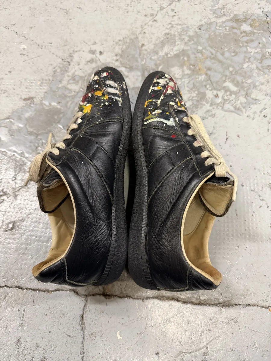 Maison Margiela Replica Black Painted Leather Sneakers HRlpjRU 4