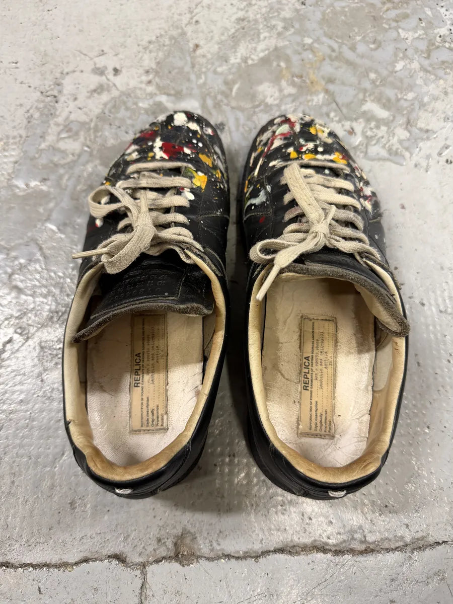 Maison Margiela Replica Black Painted Leather Sneakers HRlpjRU 7