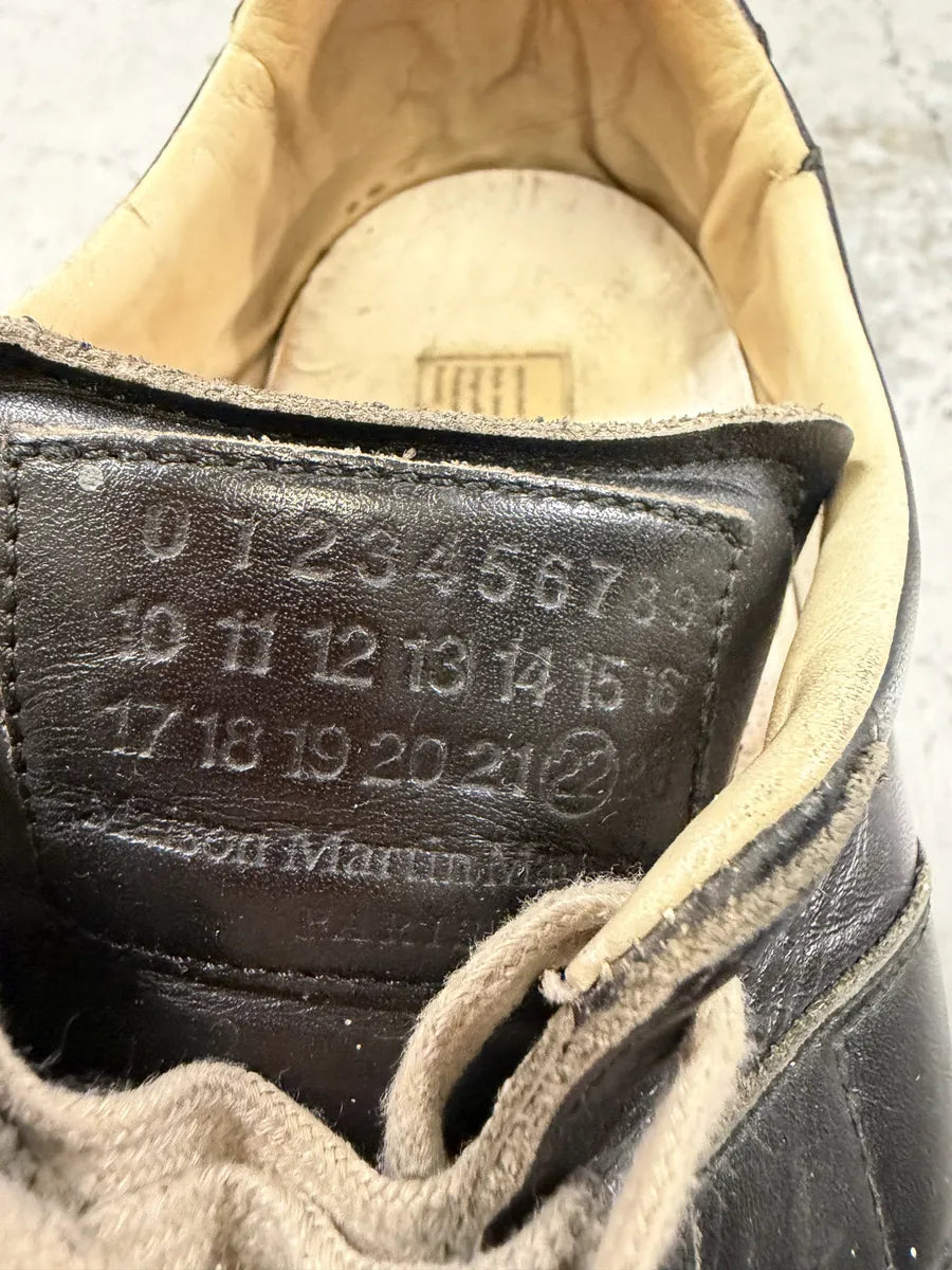 Maison Margiela Replica Black Painted Leather Sneakers HRlpjRU 8
