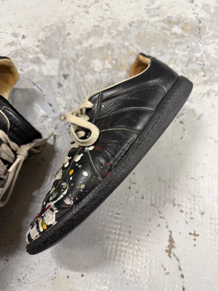 Maison Margiela Replica Black Painted Leather Sneakers HRlpjRU 9