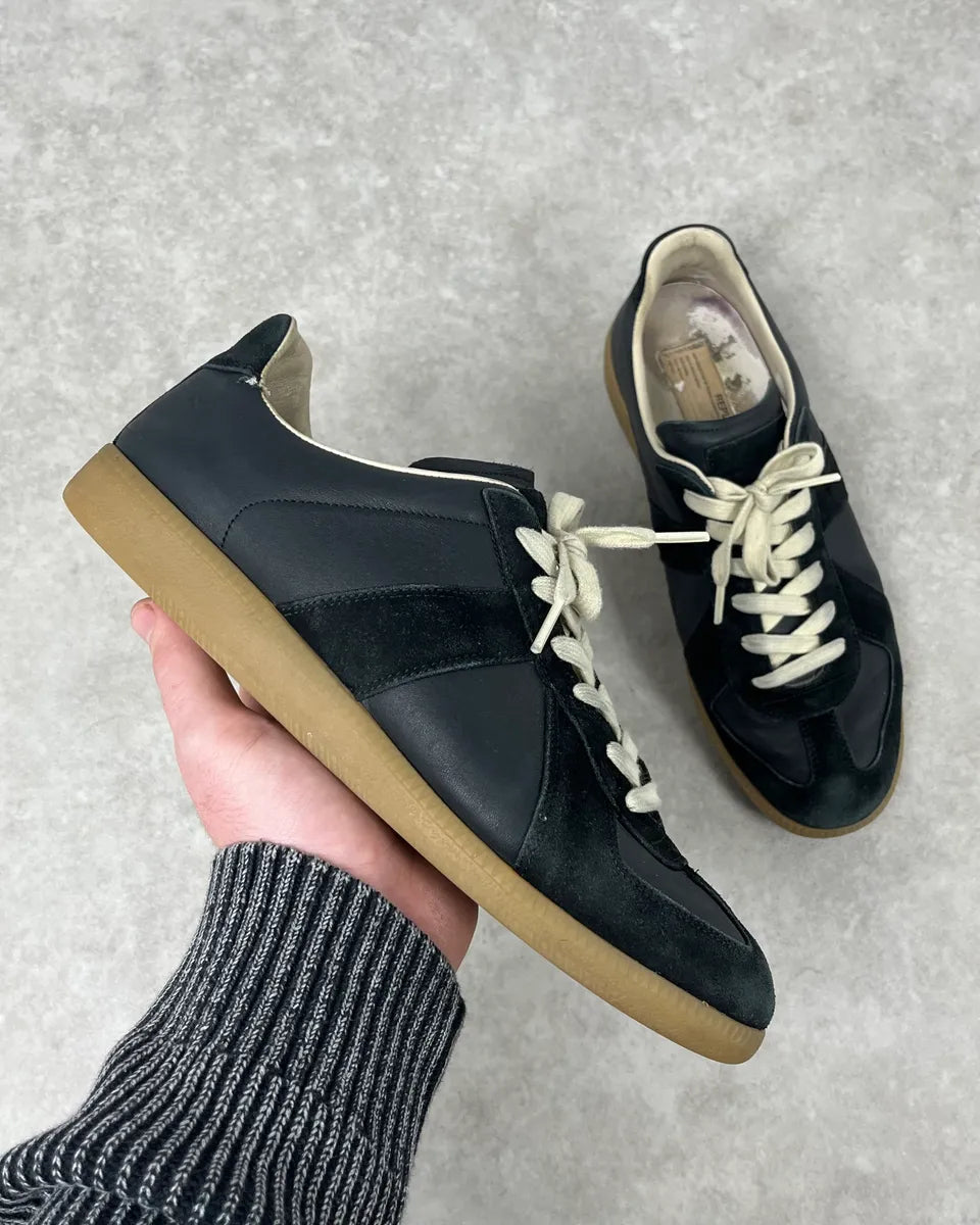 Maison Margiela Replica Black Suede Gats Leather Sneakers OXzbmXv 0