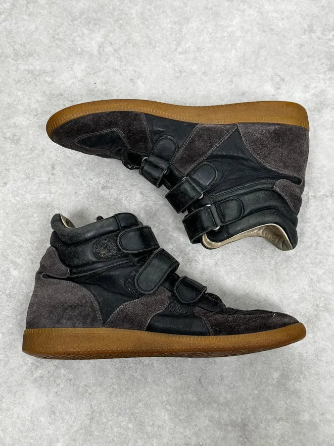 Maison Margiela Replica Brown & Black Leather Velcro High Sneakers tsozUpk 1