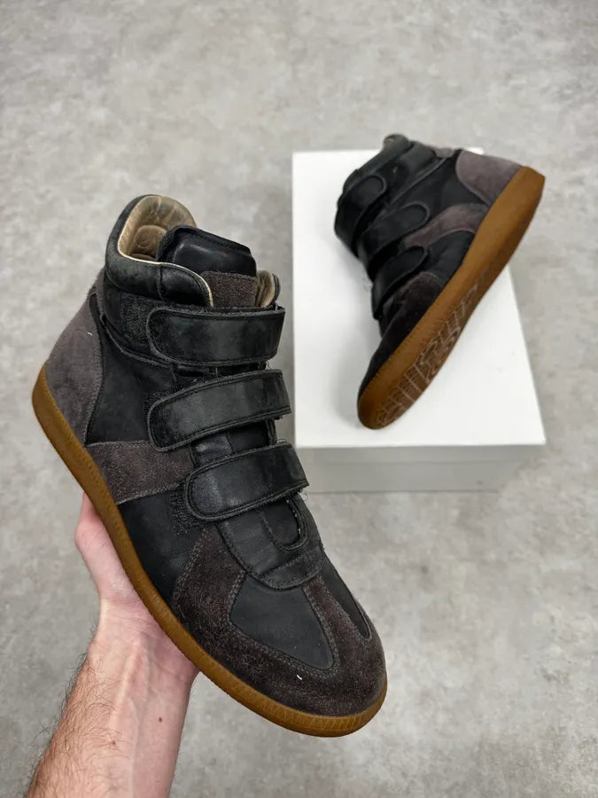 Maison Margiela Replica Brown & Black Leather Velcro High Sneakers tsozUpk 0