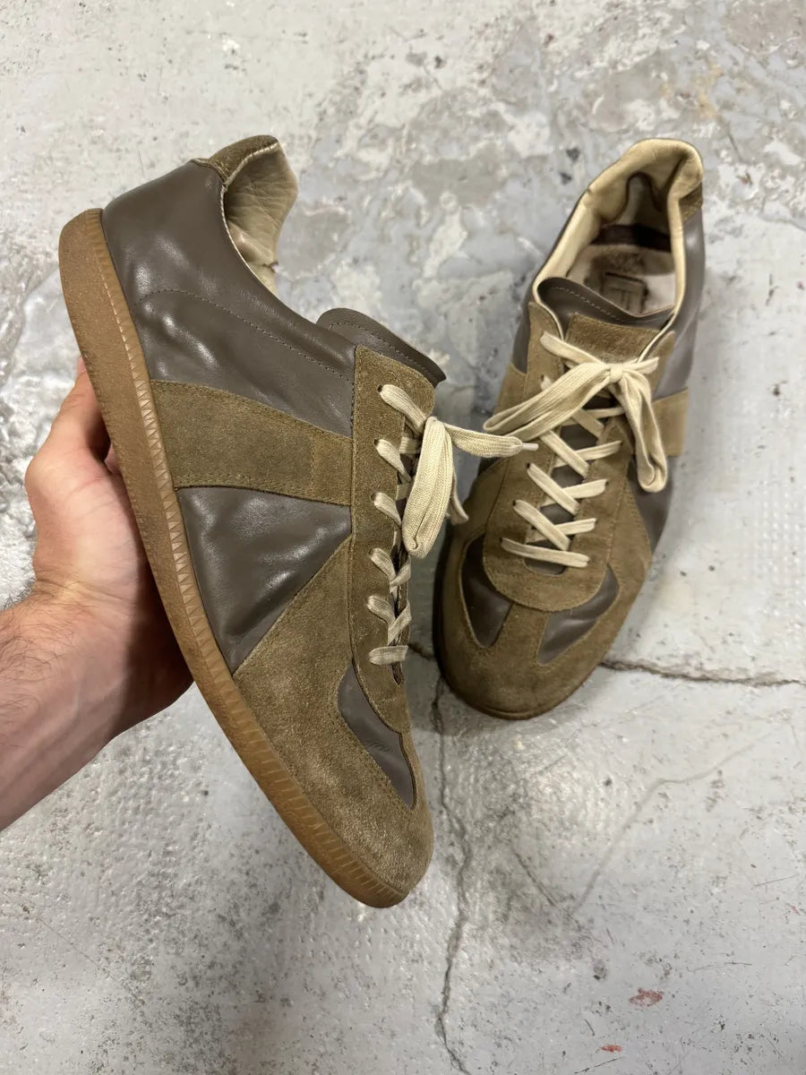 Maison Margiela Replica Brown Leather Army Sneakers EomvjSY 0