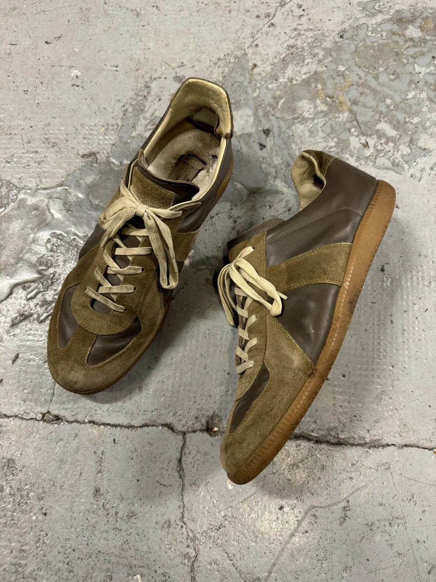 Maison Margiela Replica Brown Leather Army Sneakers EomvjSY 1