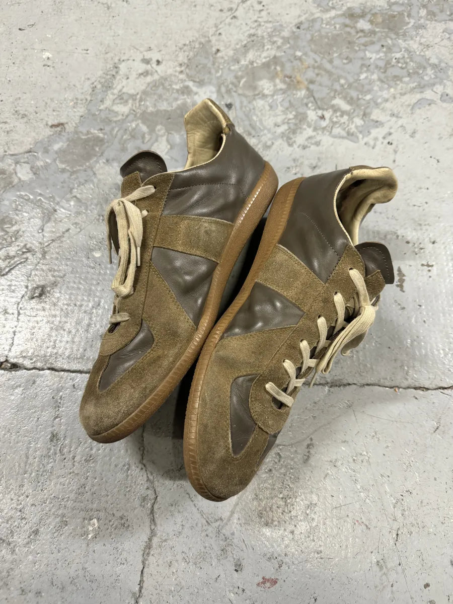 Maison Margiela Replica Brown Leather Army Sneakers EomvjSY 2
