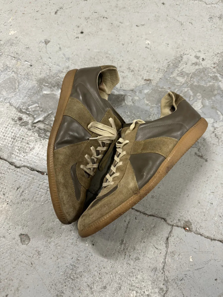 Maison Margiela Replica Brown Leather Army Sneakers EomvjSY 3