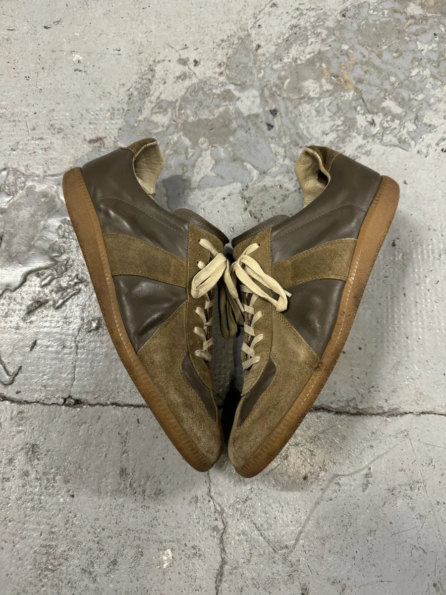 Maison Margiela Replica Brown Leather Army Sneakers EomvjSY 5